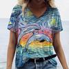 2026 New 3D Printed Women's Dolphin Printed T-shirt V-neck Top Retro Aesthetic Clothing Loose Fun Fashion Novelty T-shirt