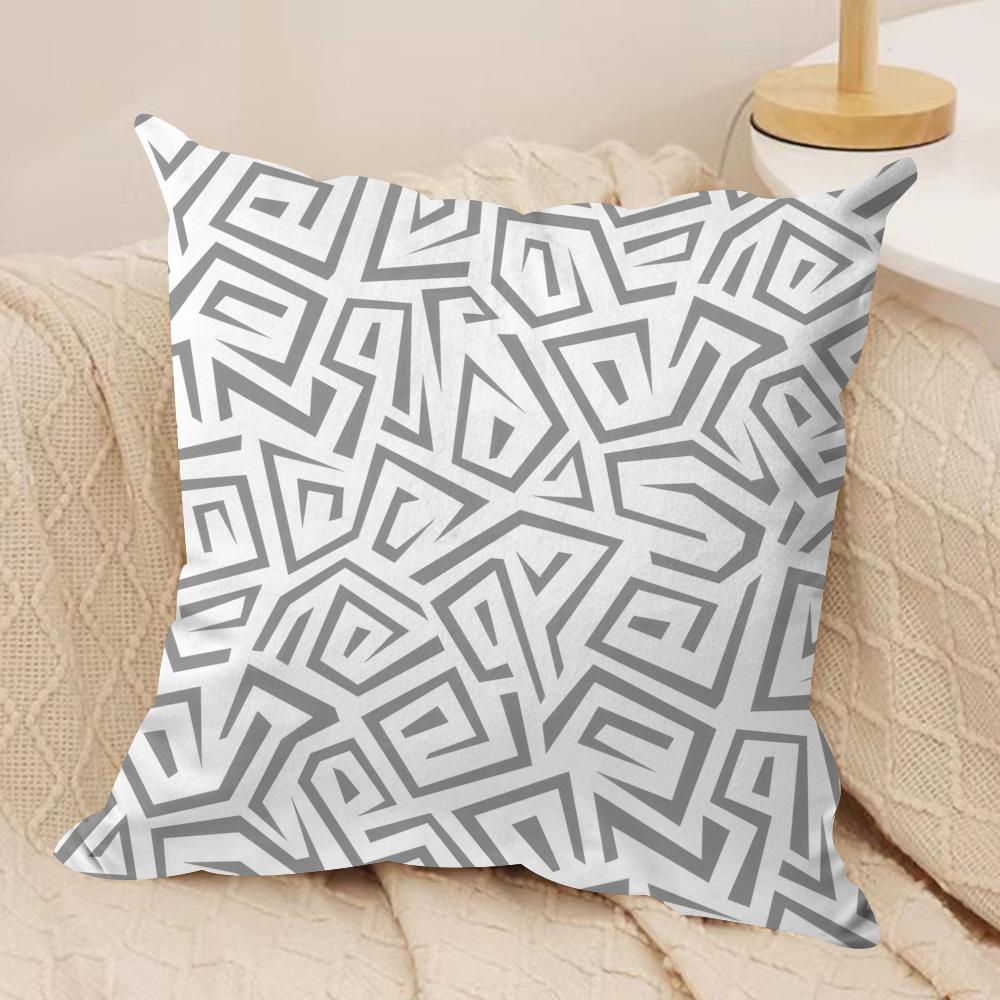 Gray Nordic Geometry Cushion Cover Soft Plush Fabric DoubleSided Printed Cushion Covers for All Seasons Modern HomeDecor Gift