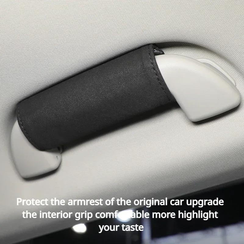 Door Handle Cover Suede Inner Roof Handle Protective Cover Universal Car Accessories Interior Modify for Tesla BMW Benz VW Jeep
