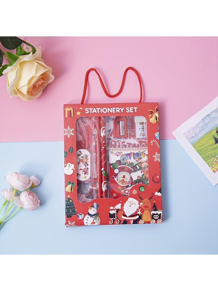 1/4pcs Random Christmas Stationery Set with Cute Cartoon Xmas Design - for School Supplies, Birthday Gifts,  Christmas Gift Set