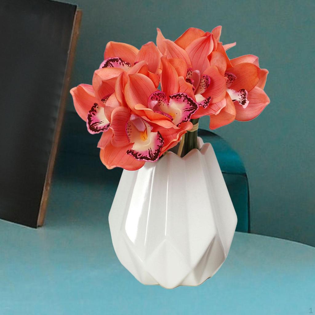 Artificial Cymbidium Orchid Moisturizing Realistic Decor Long Stem for Home Wedding Her Wife