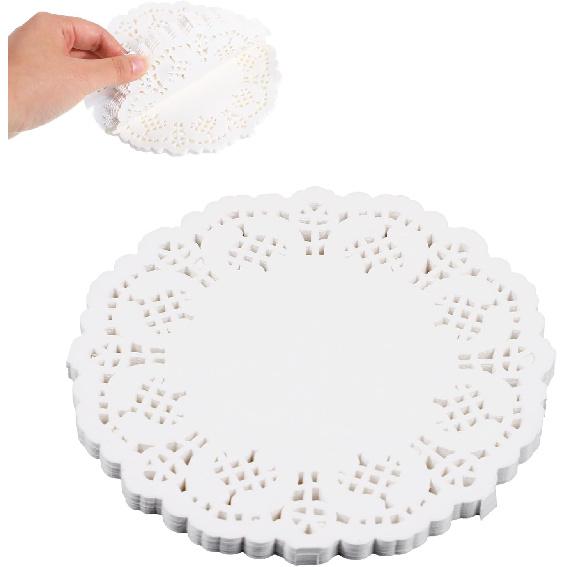 100 Pcs 4.5 Inch Paper Doilies, Round White Lace Doilies Disposable Doily for Tables Paper Doily for Food, Crafts, Baby Showers, Party, Wedding,