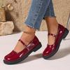 Fashion Plus Size 42 Women Leather Shoes Round Toe Mary Janes Shoes Black Girls Student School Shoes Low Heels Lolita Oxford