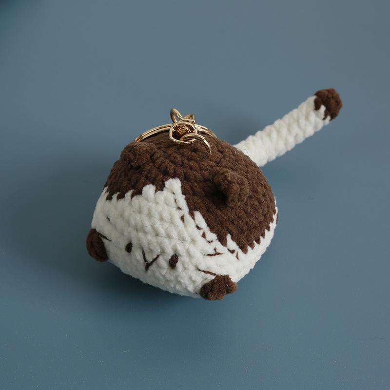 Handmaking Crochet Kitten Keyrings Cute Smiling Cat Doll Crochet Keychain Cartoon Kitten Series Knitting Doll Keychain Custom