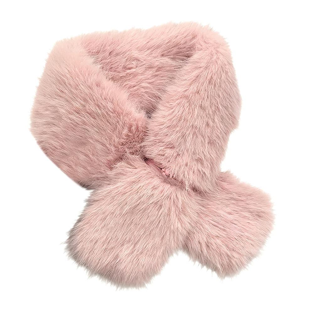 

Versatile Cross Scarf Solid Color Windproof Neckerchief Wrap Thicken Neck Warmer Women Girls рожевий