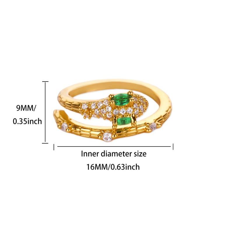 Sparkling Diamond Serpentine Index Finger Ring, Women's Real Gold-plated Micro-inlaid Zircon Niche Open Ring, Fashionable Light Luxury High-end Ring.