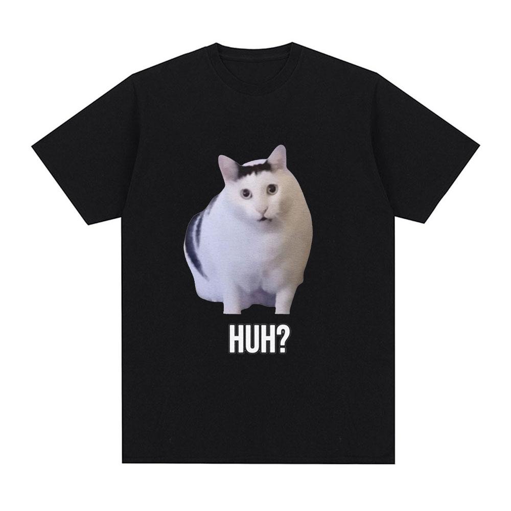 Cat Saying Huh Funny Meme TShirt Unisex Unisex 100 Cotton Breathable Short Sleeve Oversized T Shirts Fashion Harajuku Tee Shirt
