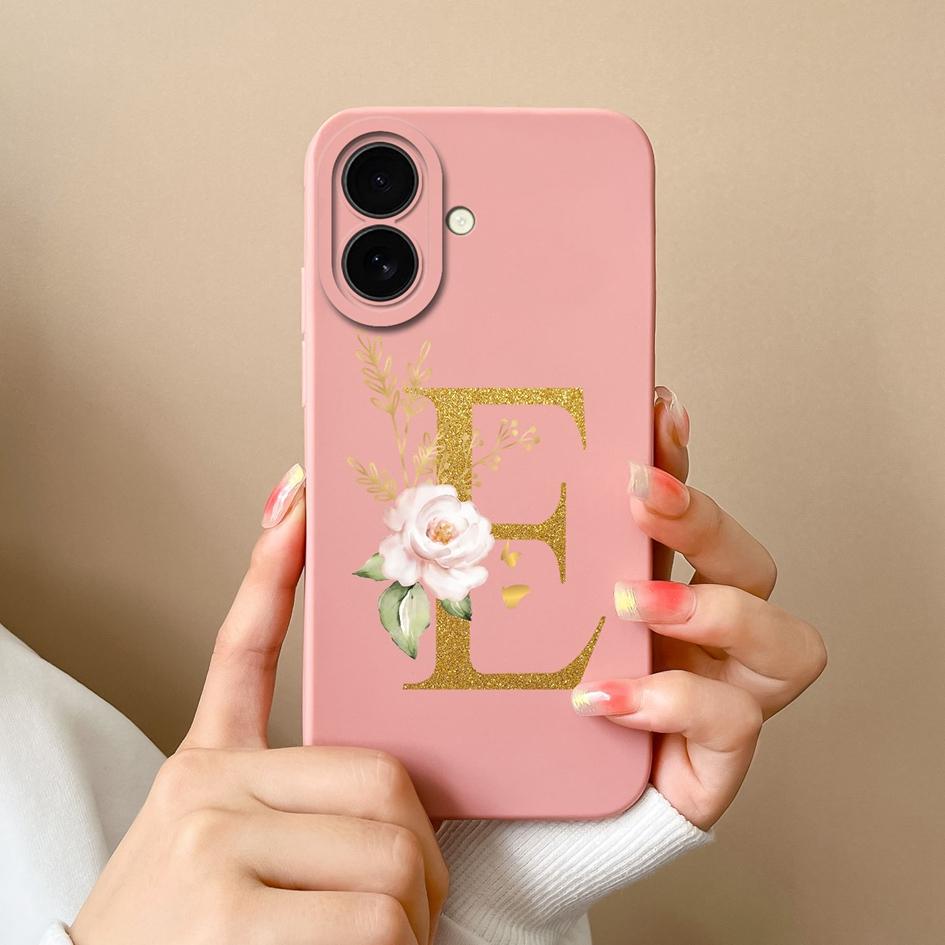 

Для Apple iPhone 16 Pro Max 16pro 16plus симпатичный чехол с простым узором из цветов и букв мягкий силиконовый противоударный защитный корпус для iPhone Capas iPhone 16