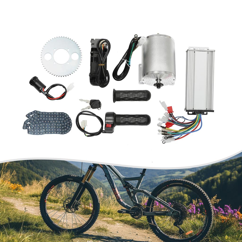 48-72V 3000W Brushless Motor Kit with Controller and Throttle For Electric Motorcycles, Beach Bikes, Go-Karts, Modified Bicycles