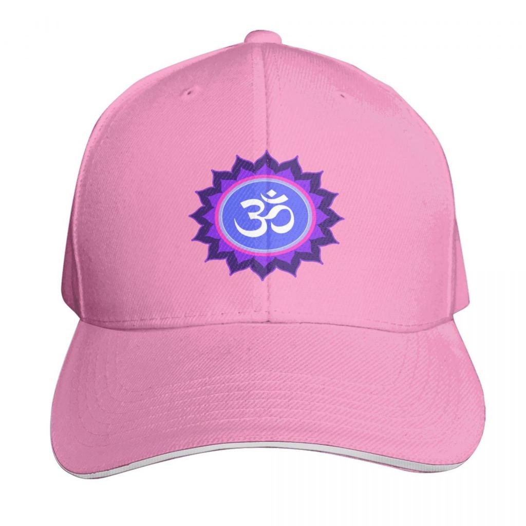 Lavender Variation Mandala Ohm Baseball Cap Cotton Twill Breathable Contrast Two Tone Brim Snapback Flat Bill