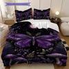 Night Garden Dreamy Purple Butterfly Mushroom Scene Bedding 1 Duvet Cover 2 Pillowcase Without Core Without Core