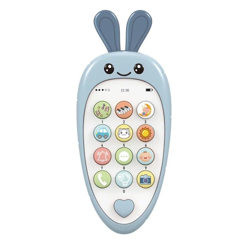 1 PCS Cartoon Radish Simulation Mobile Phone Can Bite The Baby Puzzle Early Education Music Story Learning Phone Toy