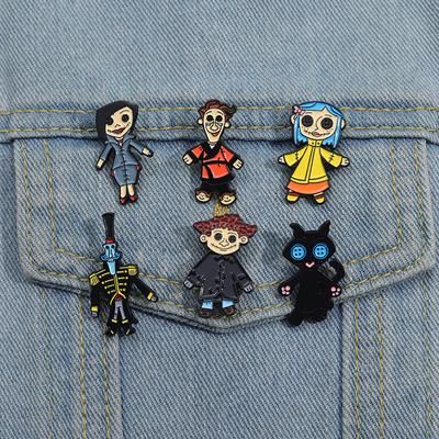 Ragdoll with Button Eyes Enamel Pins Custom Brooches Lapel Badges Cartoon Gothic Character Jewelry Gift for  Friends