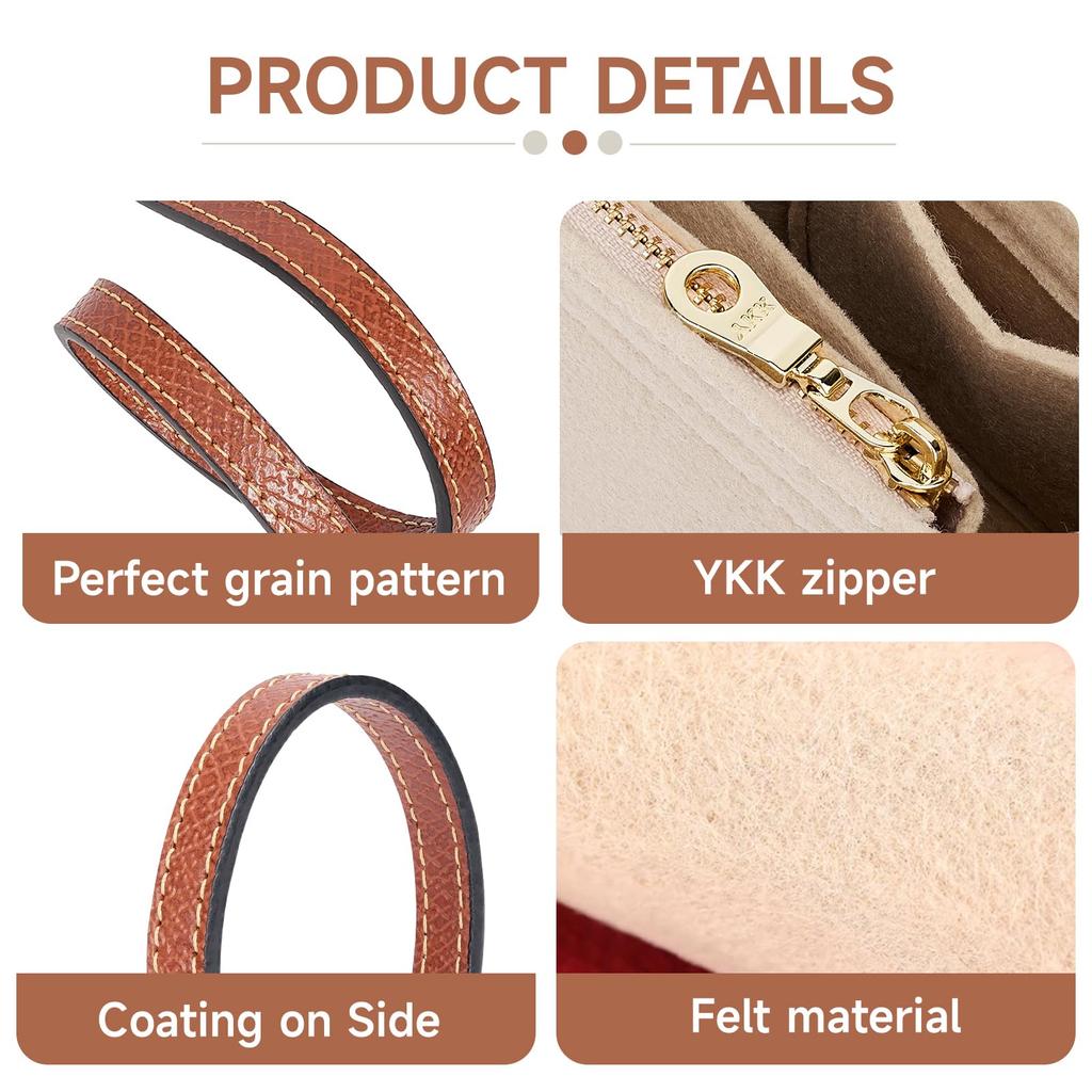 2-Pack Purse Strap Replacement Multi-Pocket Felt Handbag Organizer Insert for Mini Tote Bags