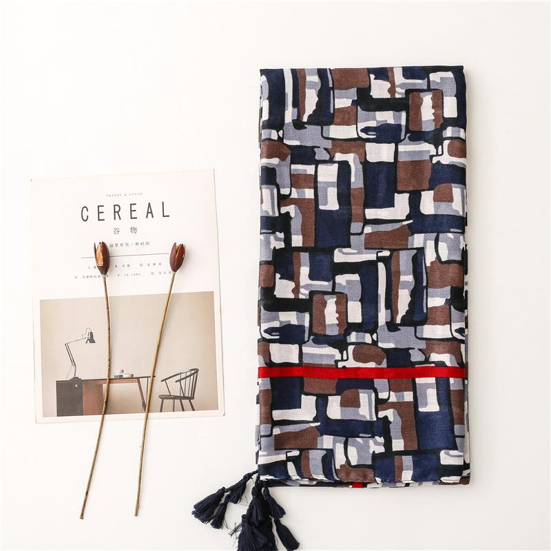 Rectangular Shawl Scarf, Trendy Printed Beach Scarf, Fashionable Sunshade Scarf, Outdoor Soft Large Handkerchief, All Season Warm Tassel Scarf