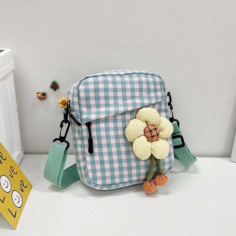 Plaid Small Square Bag, New Women's Bag, Fashionable and Sweet Shoulder Messenger Bag.