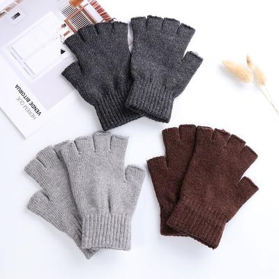 Women Cashmere Stretchy Typing/Texting Gloves Wool  Knitted Half Finger Gloves Fingerless Gloves
