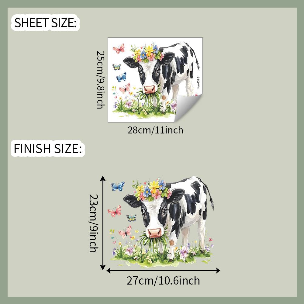 

Коровы, едящие траву Цветы Бабочки Балконы Стеклянные окна Домашний фон Украшение Статические наклейки на окна
