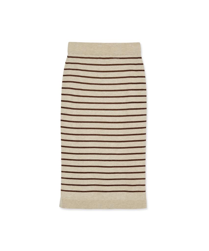 Iolo Metallic Stripe Skirt_Beige