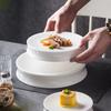 Nordic Creative Tall Flat Plate White Porcelain Vegetable Plate High-End Restaurant Hotel Artistic Conception Plate Commercial Irregular Plate