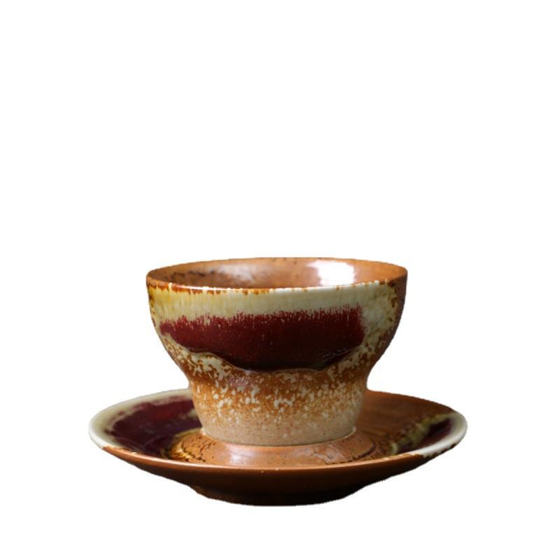 Retro Ceramic Cup Small Capacity Coffee Cup And Saucer Set Creative Cup Japanese Coarse Pottery Cup