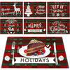 Christmas Cotton Linen Placemats - Heat Insulation Mats for Dining Table