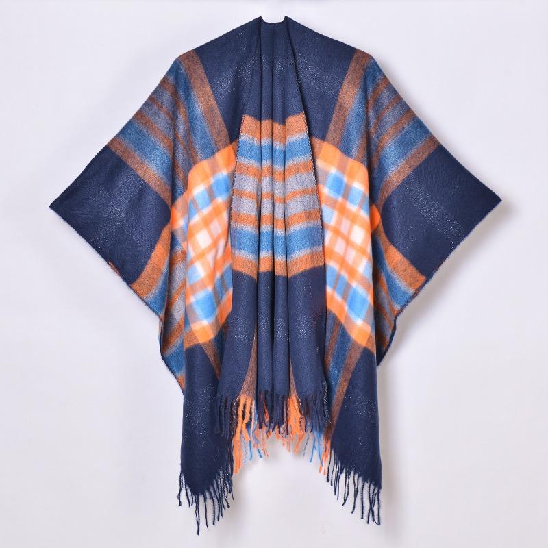 

New double-sided plaid scarf shawl men s and women s imitation cashmere warm versatile cape scarf 130x150cm