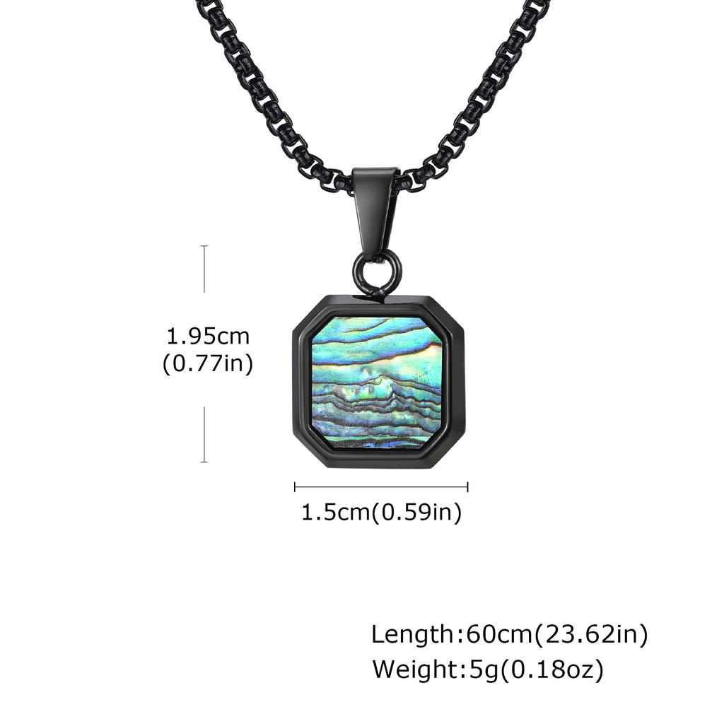 Mode Hohe Qualität Naturstein Quadratischer Anhänger Edelstahl Lange Kette Halskette Trendiger Einfacher Beliebter Schmuck für Männer Geschenk