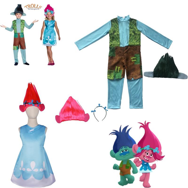 Bsrlons Children's Cosplay Magic Hair Elf Performance Costume Poppy And Branch Stage Outfit Summer)