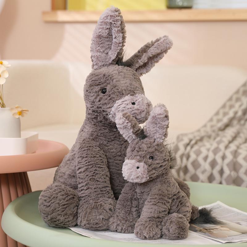 1 pezzo 23/60CM Kawaii Peluche Asinello Giocattoli Bambole Peluche Asinello Grigio Adorabile Animale Morbido Imbottito per Regalo di Compleanno Bambino Neonato