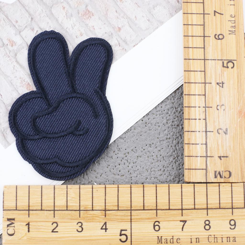 New Embroidery Cloth Sticker Navy Blue Twill Smiley Face Patch Sticker Computer Embroidery Chapter Boy Love Ironing Pentagram