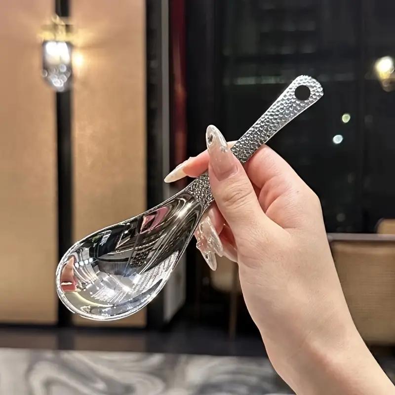Retro Hammer Point Spoon Stainless Steel Hammer Pattern Spoon Home Dining Spoon Eating Spoon High Value Dessert Spoon