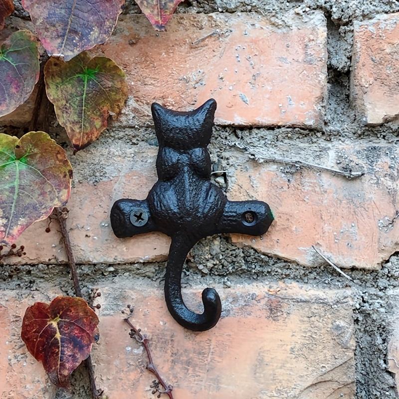 1pc Retro Iron Cat Hanger, Rustic Design Wall Hanger, Vintage Design Keys Towels Holder Metal Wall Mounted Heavy Duty Decorative Hanger