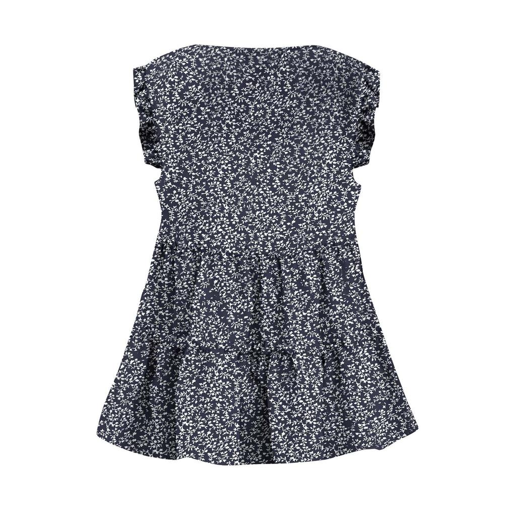 Women's Summer Floral Ruffle Sleeve Casual Printed V Neck Tiered Shirt Tank Tops