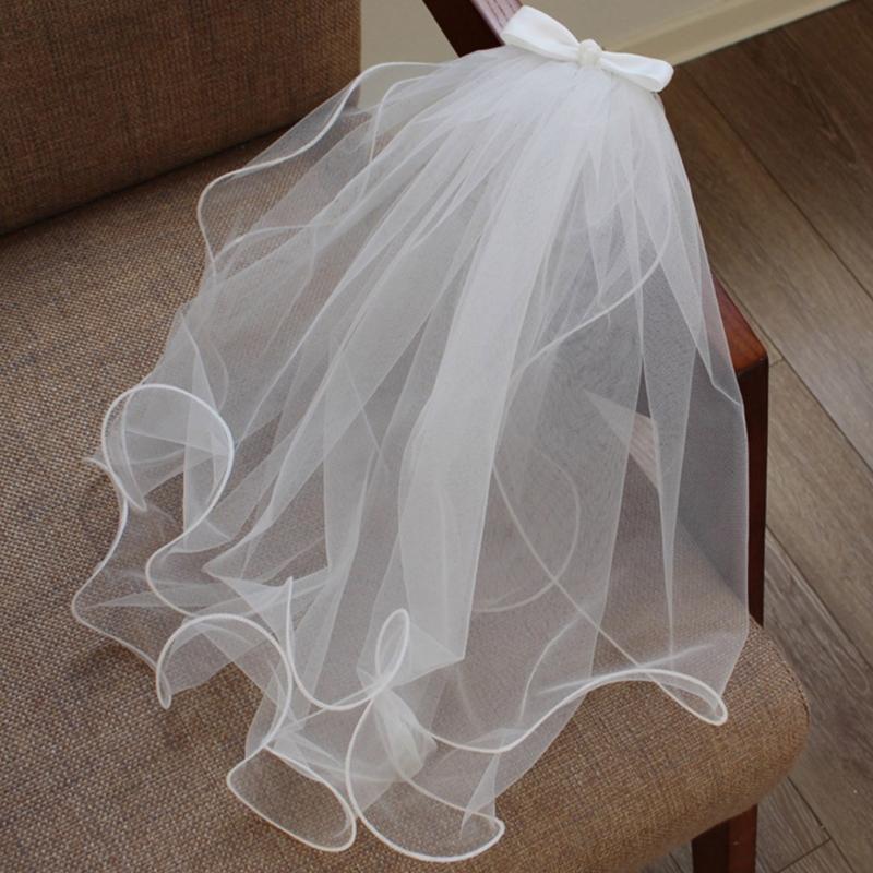 Bowknot Veil for Bride Bridesmaids Wedding Ceremony Veil Wedding Dress Headpiece for Bachelorette Party Bridal Shower