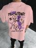 Mens Street 100 Cotton Shortsleeved Tshirt Purple White Bear Loose Casual Outing Clothing Graffitiinspired Comfortable Wear