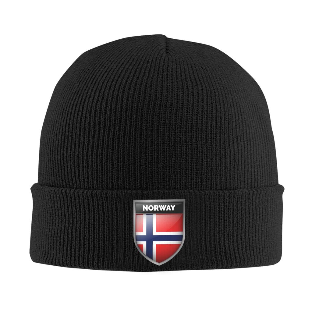 Coat of arms of Norway Skullies Beanies Caps Unisex Winter Warm Knit Hat Street Adult Norwegian Flag Bonnet Hats Outdoor Ski Cap