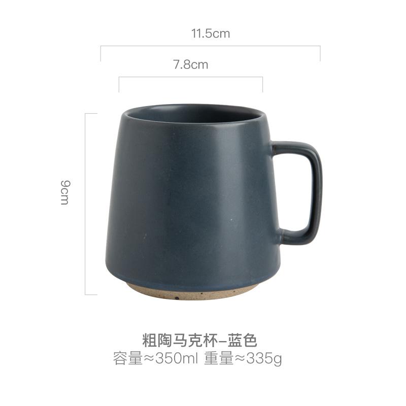 

Retro Ceramic Mug Wooden Coaster Office Coffee Beverage Cup Milk Household Couple Water Cups Tea 350ML