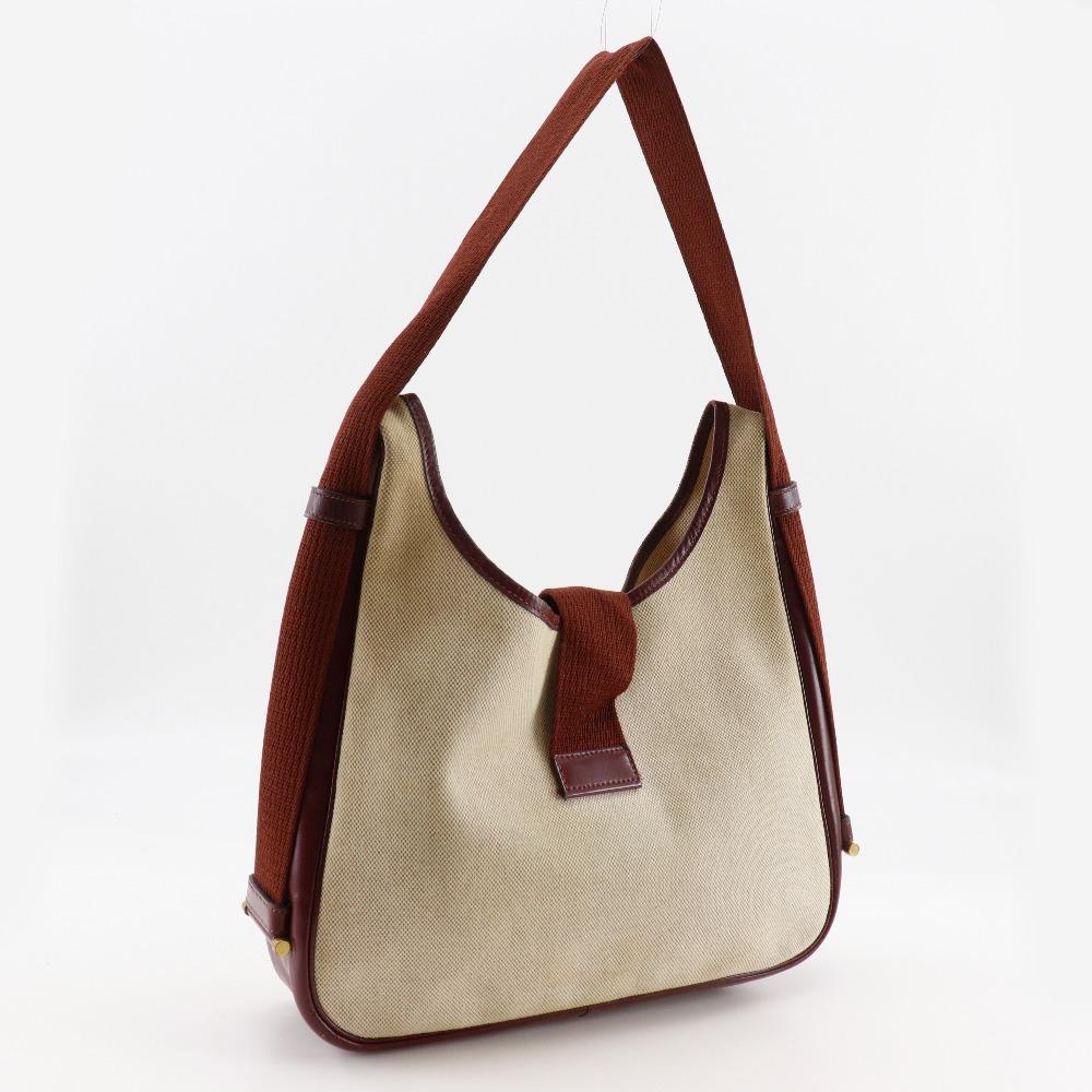 HERMES Sako Shoulder Bag vintage beige Tower ash/Calfskin Women Used