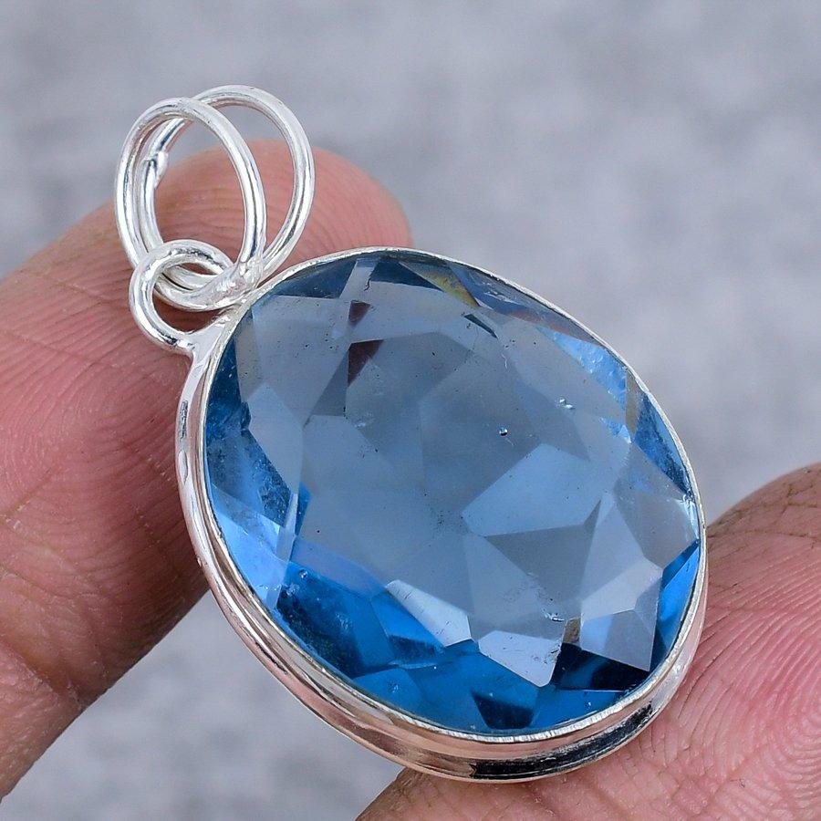 Tanzanite Quartz Gemstone 925 Sterling Silver Jewelry Pendant 1.65"