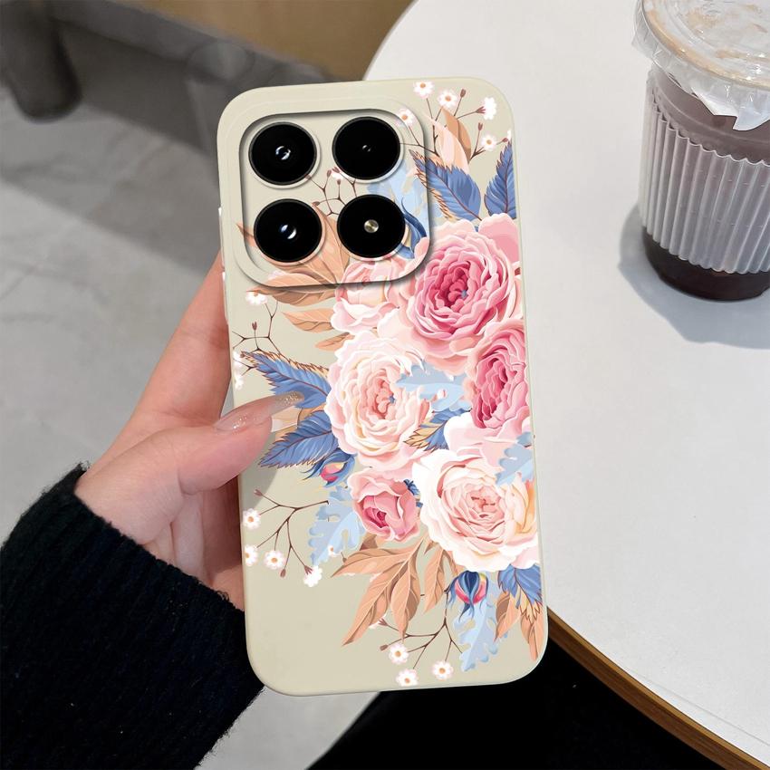 For Xiaomi 17 14 14T 15 15T Pro Poco C71 C75 M7 M8 F7 F8 Phone Case Cute Flower Avocado Pattern Shockproof Silicone Back Cover Shell For Xiaomi Casing