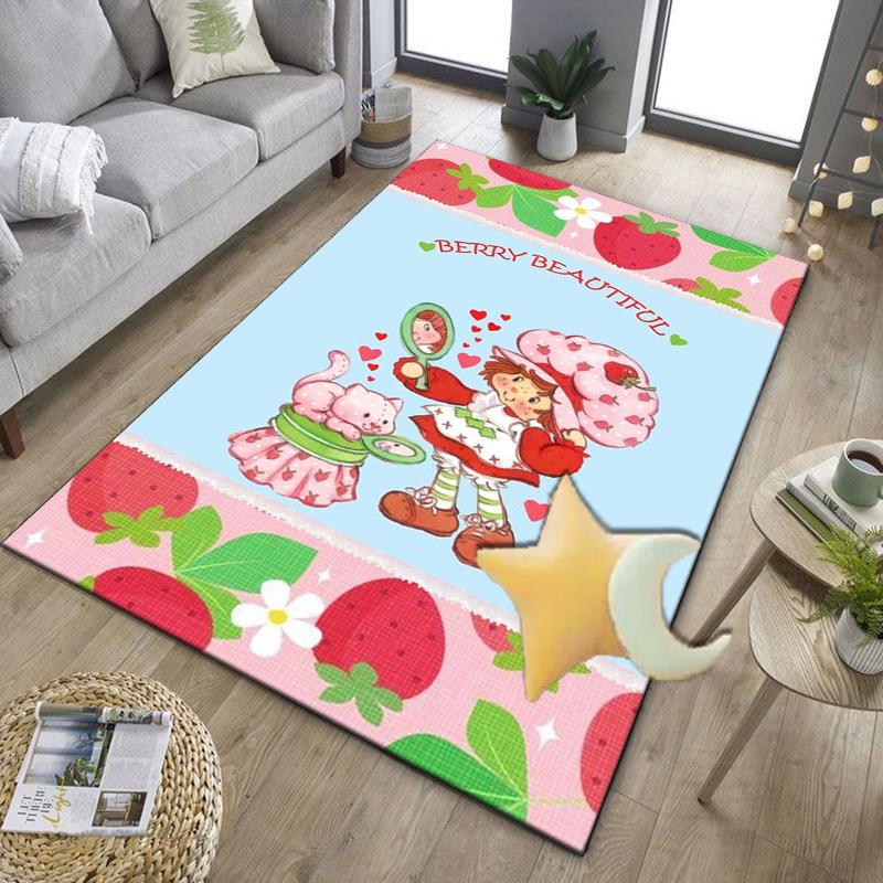 Strawberry Hat And Cat Office Rug Chair Mat, Game Carpet, Suitable for Front Door, Bedroom, Living Room, Desk, Holiday Gift