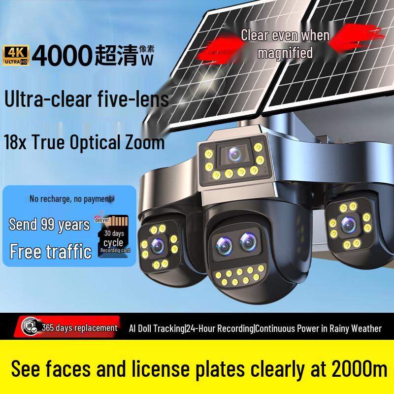 

360° Solar 4G AI Quad-Camera Zoom Security Camera (CN version)