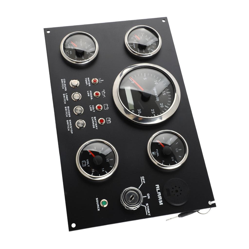 5 Gauge Set Instrument Panel 12V 7 Colors Oil Level Water Temperature Oil Pressure Voltage Display for Marine Boat