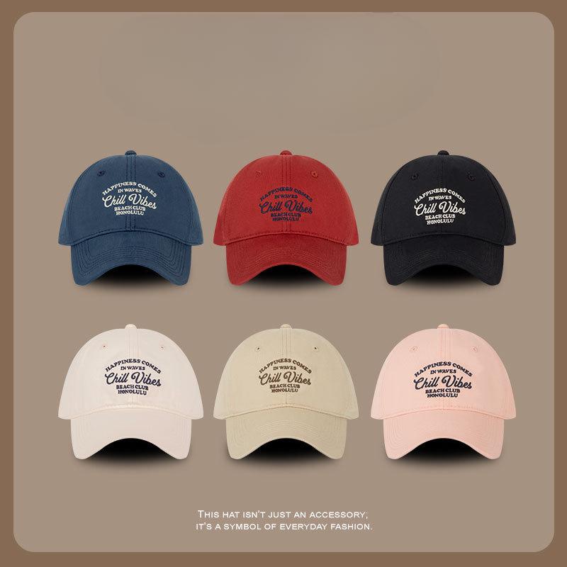 Retro American Three Dimensional Embroidered Letters Baseball Hat for Women Street Versatile Face Showing Little Couple Baseball Cap