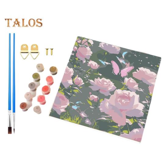 Κιτ Ζωγραφικής με Αριθμούς για Ενήλικες Παιδιά Χωρίς Πλαίσιο Λουλούδια Ακρυλικό Χρώμα σε Καμβά DIY Ψηφιακό Σετ Ελαιογραφίας για Διακόσμηση Τοίχου Σπιτιού