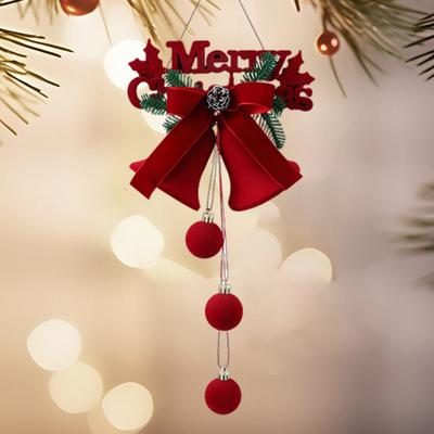 Velvet Hanging Ornament Flocked Window Pendant Plush Bell Pendant for Christmas Window Storefront Home Decor