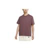Solid Color Loose-Fit Crew Neck T-Shirt Men Tops Burgundy DB9976-646