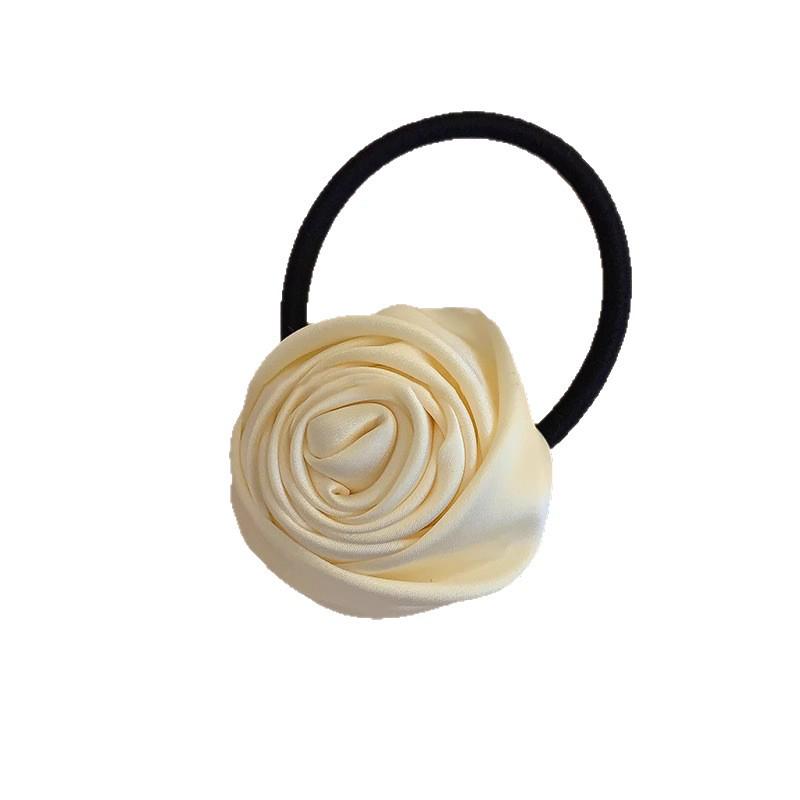 Elegant Retro Satin Rose Hair Tie - Stylish High-Class Hair Accessory