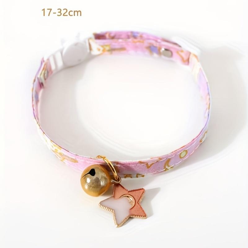 1pc-Personalized collar with tags, cute cat collar with bells, adjustable anti loss cat collar